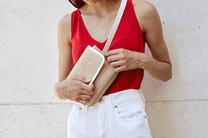 White Raffia Belt Bag