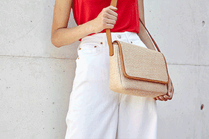 Brown Raffia Crossbody Bag