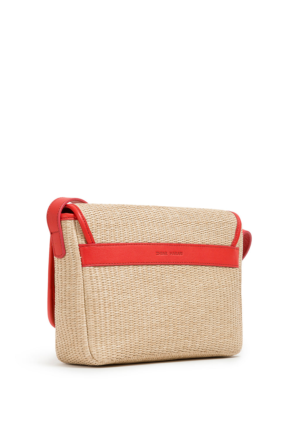 Coral Raffia Crossbody Bag