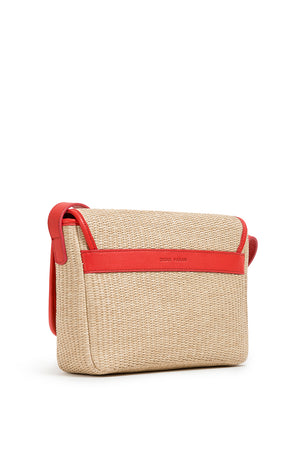 Coral Raffia Crossbody Bag