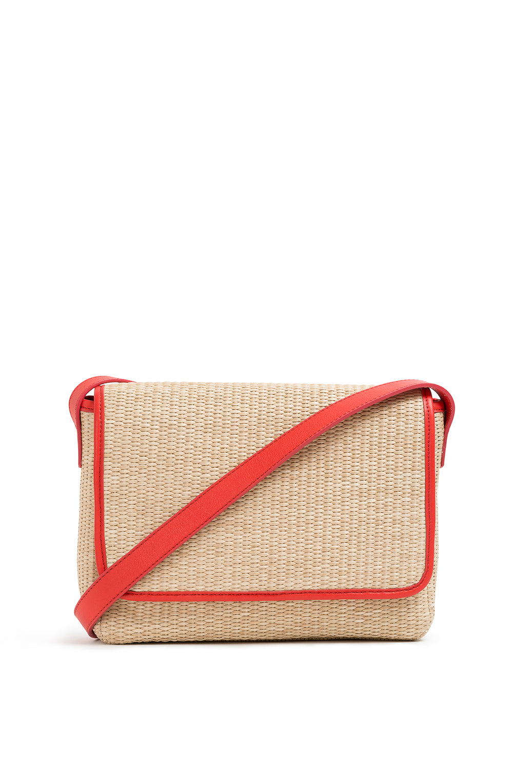 inbar harari Barcelona leather bag raffia red