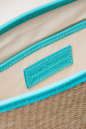 Turquoise Raffia Crossbody Bag