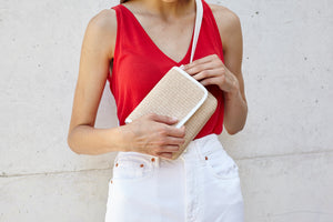 White Raffia Belt Bag