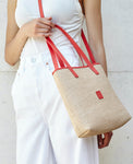 Coral Raffia Mini Tote